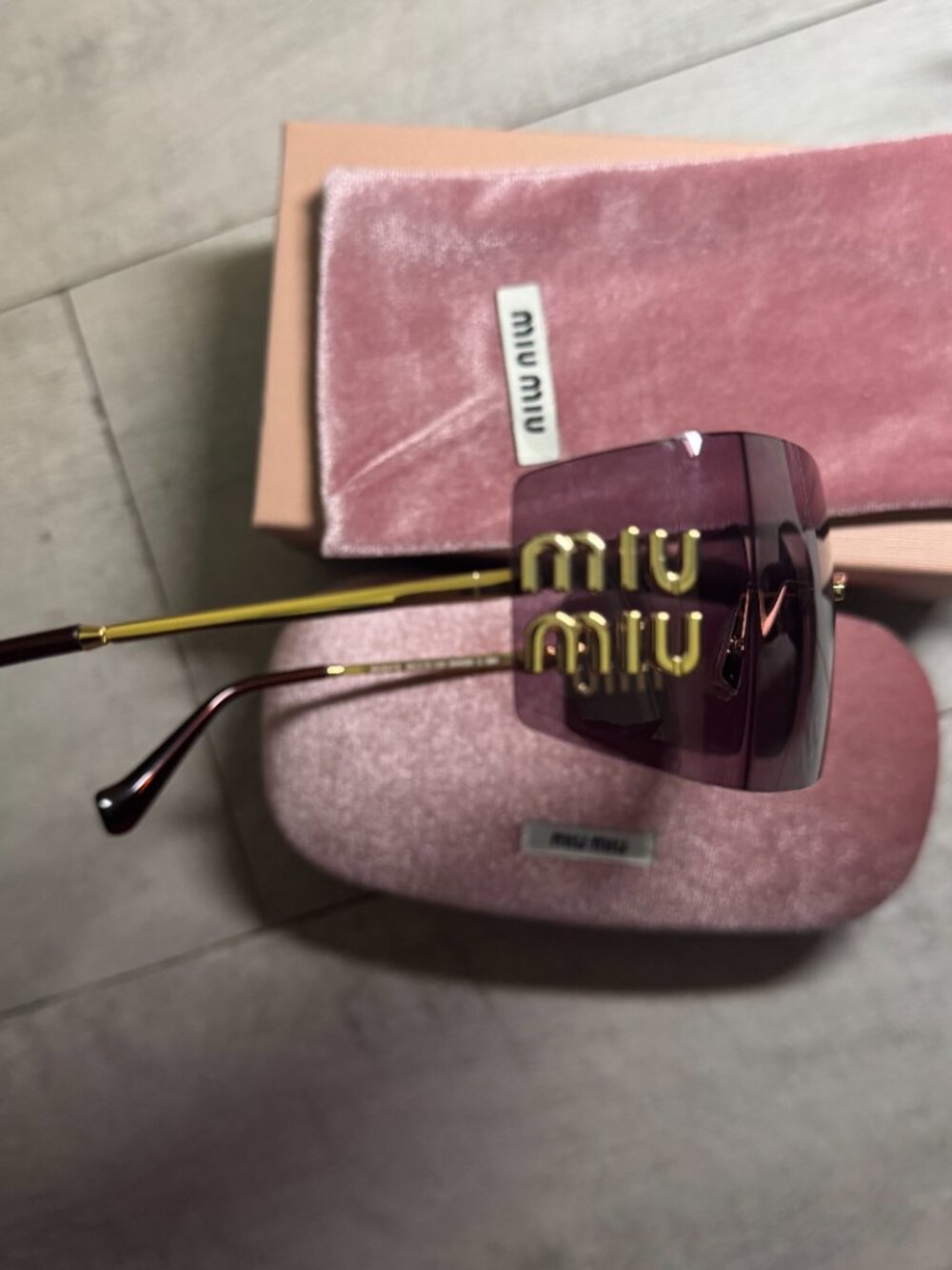 Miu Miu Rimless Purple Lens Sunglasses - Brand New with Full Set
